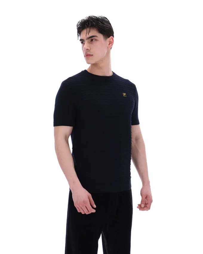Camiseta de punto texturizado Don en negro