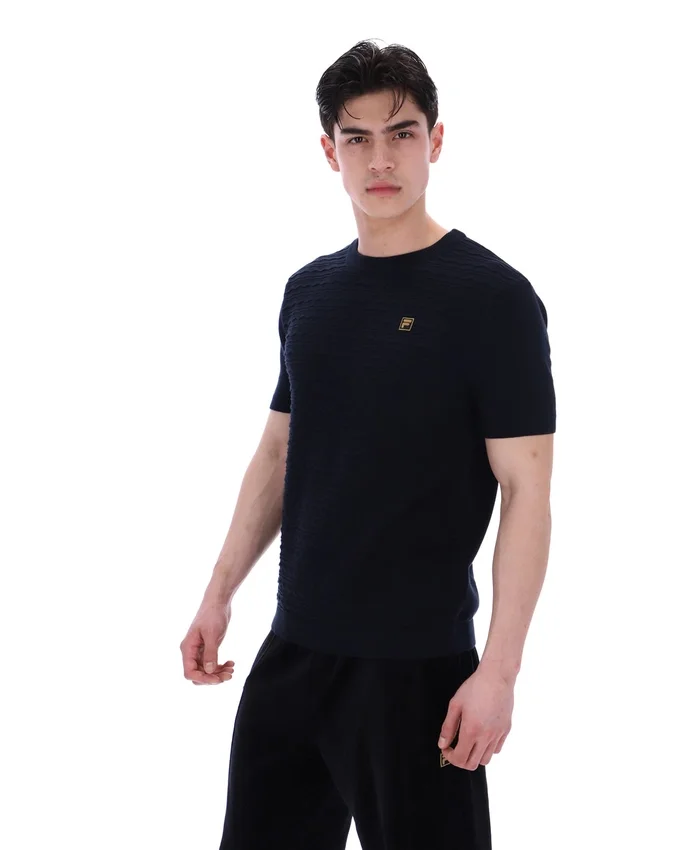 Camiseta de punto texturizado Don en negro