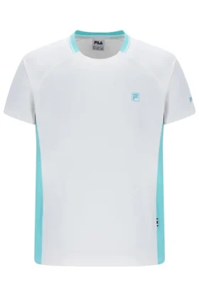 Camiseta de tenis de cuello redondo para hombre, color blanco