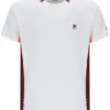 Camiseta de tenis de cuello redondo para hombre, color blanco