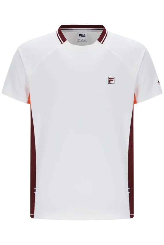 Camiseta de tenis de cuello redondo para hombre, color blanco