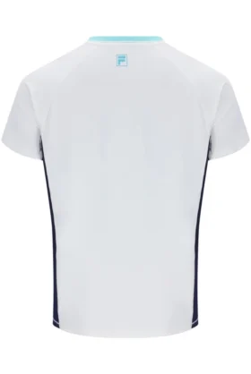 Camiseta de tenis de cuello redondo para hombre, color blanco