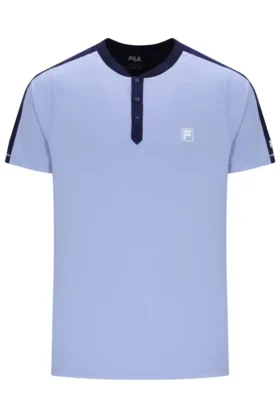 Camiseta de tenis para hombre con cuello Henry en azul
