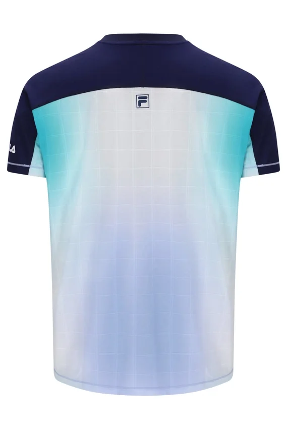 Camiseta de tenis para hombre con cuello Henry en azul