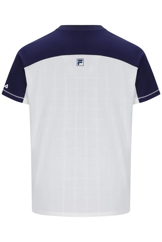 Camiseta de tenis para hombre con cuello Henry en blanco