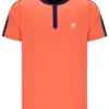Camiseta de tenis para hombre con cuello Henry en naranja neón