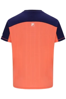 Camiseta de tenis para hombre con cuello Henry en naranja neón