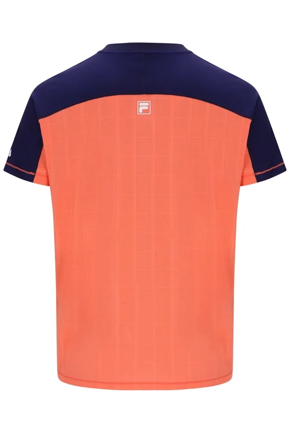Camiseta de tenis para hombre con cuello Henry en naranja neón