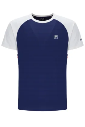Camiseta de tenis unisex de cuello redondo azul marino
