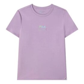 Camiseta deportiva casual de pantalones cortos con logo impreso, color púrpura