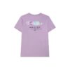 Camiseta deportiva casual de pantalones cortos con logo impreso, color púrpura