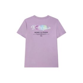 Camiseta deportiva casual de pantalones cortos con logo impreso, color púrpura