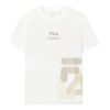 Camiseta holgada con estampado de logotipo «Blanco Beige»