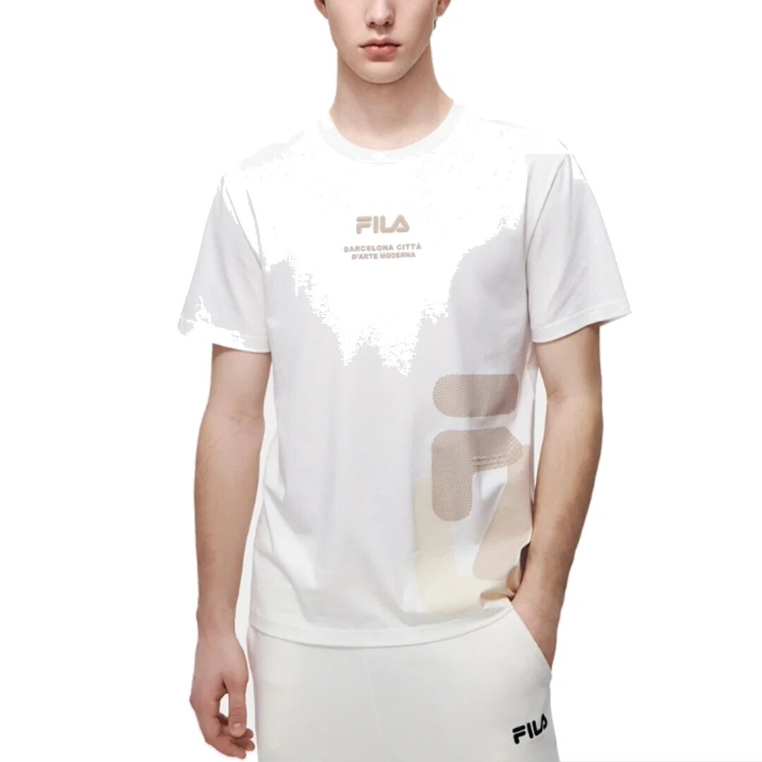 Camiseta holgada con estampado de logotipo «Blanco Beige»