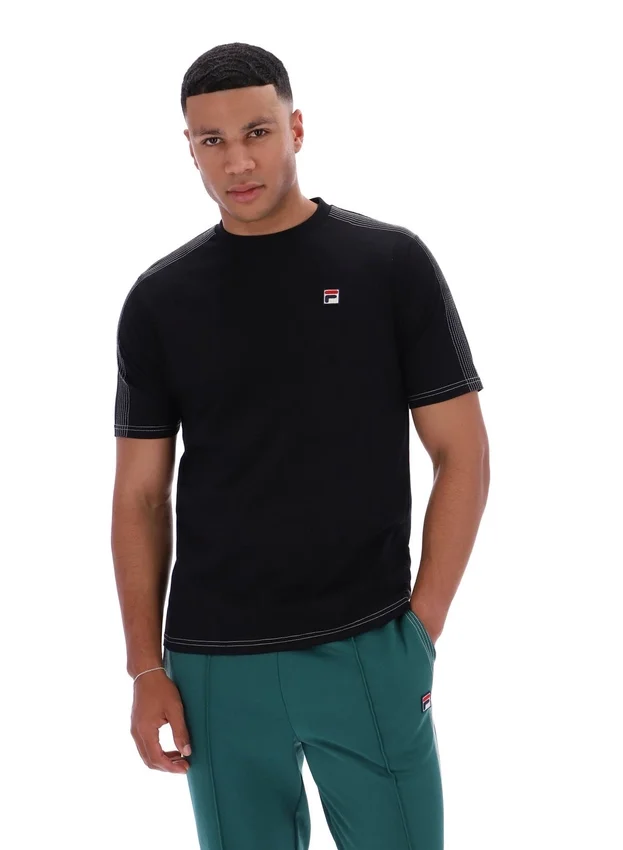 Camiseta negra Trey con costuras en contraste