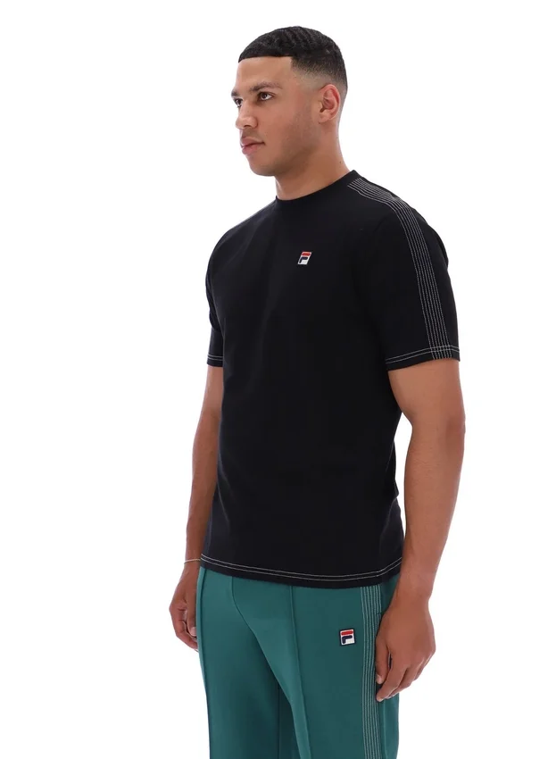 Camiseta negra Trey con costuras en contraste