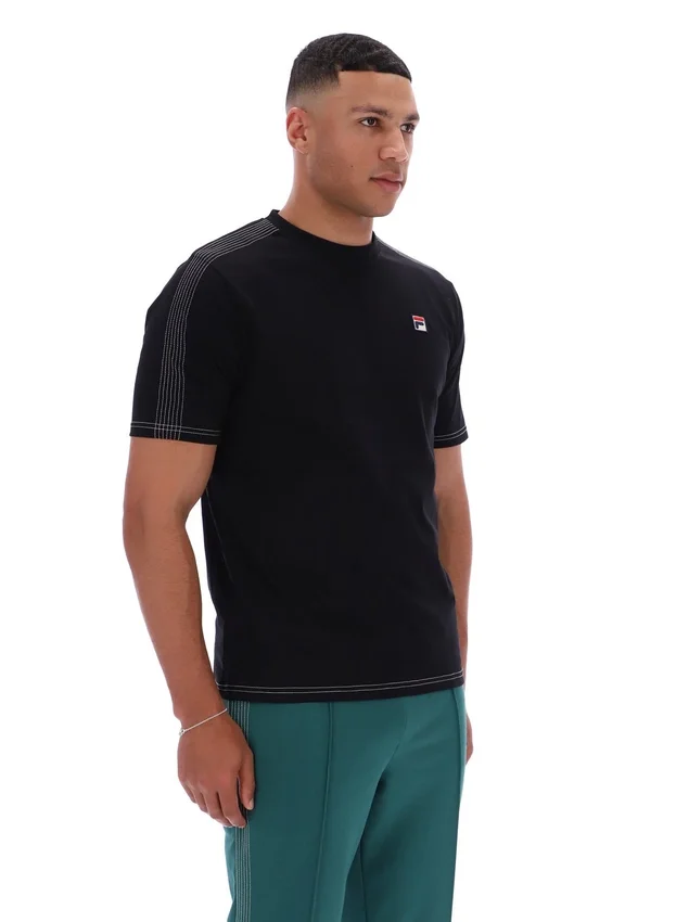 Camiseta negra Trey con costuras en contraste
