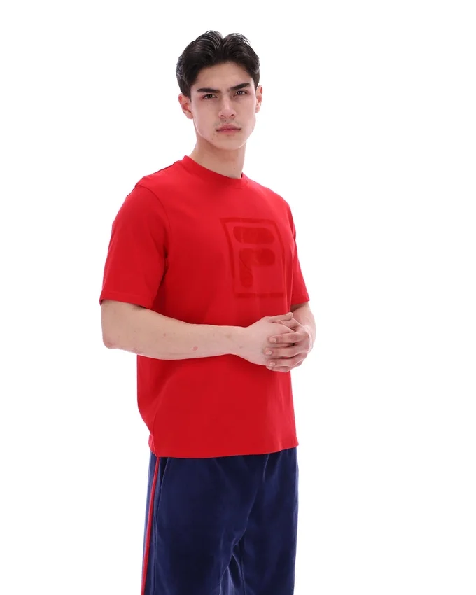 Camiseta Pepe de Fila en rojo con logotipo flocado