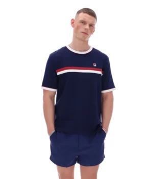 Camiseta Rosario de Fila en azul marino con rayas de felpa