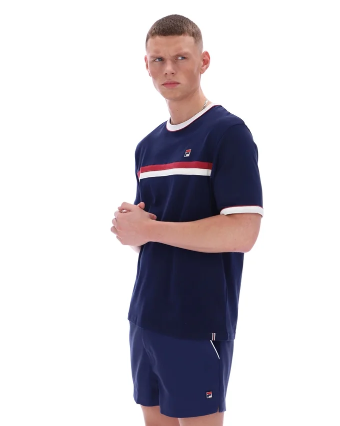 Camiseta Rosario de Fila en azul marino con rayas de felpa