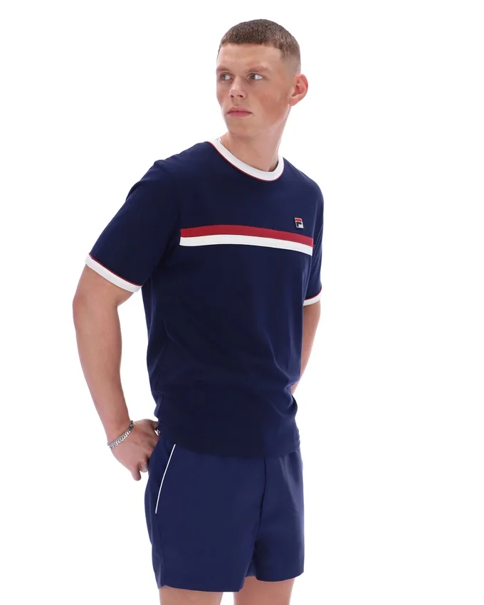Camiseta Rosario de Fila en azul marino con rayas de felpa