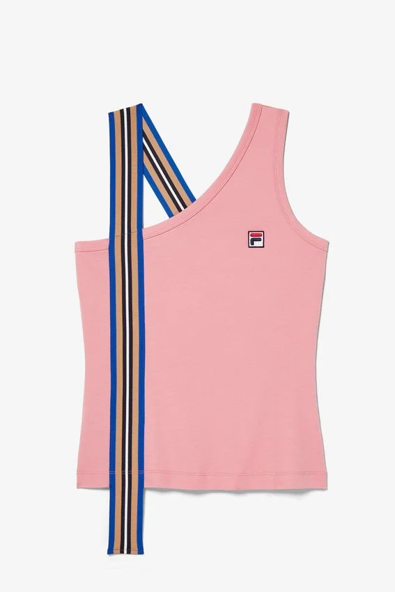 Camiseta sin mangas asimétrica rosa