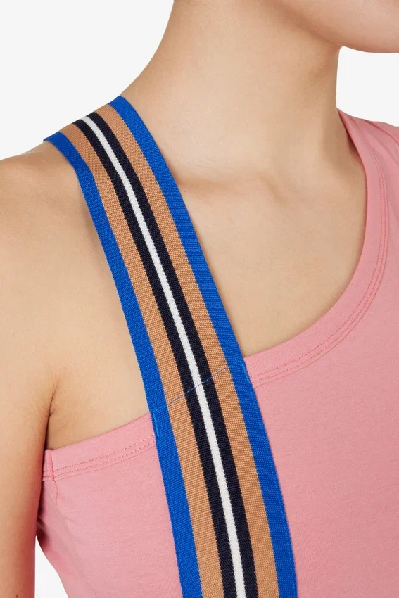 Camiseta sin mangas asimétrica rosa