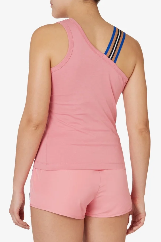 Camiseta sin mangas asimétrica rosa