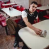 Camiseta sin mangas de punto texturizado Mellor en negro con ribetes