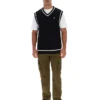 Camiseta sin mangas de punto texturizado Mellor en negro con ribetes