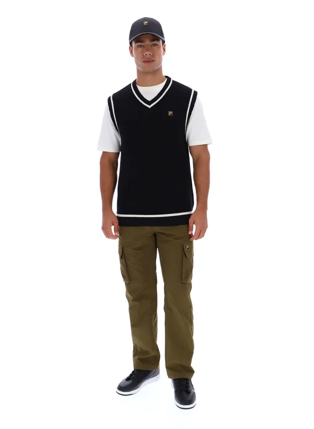 Camiseta sin mangas de punto texturizado Mellor en negro con ribetes