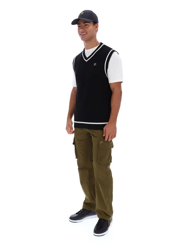 Camiseta sin mangas de punto texturizado Mellor en negro con ribetes