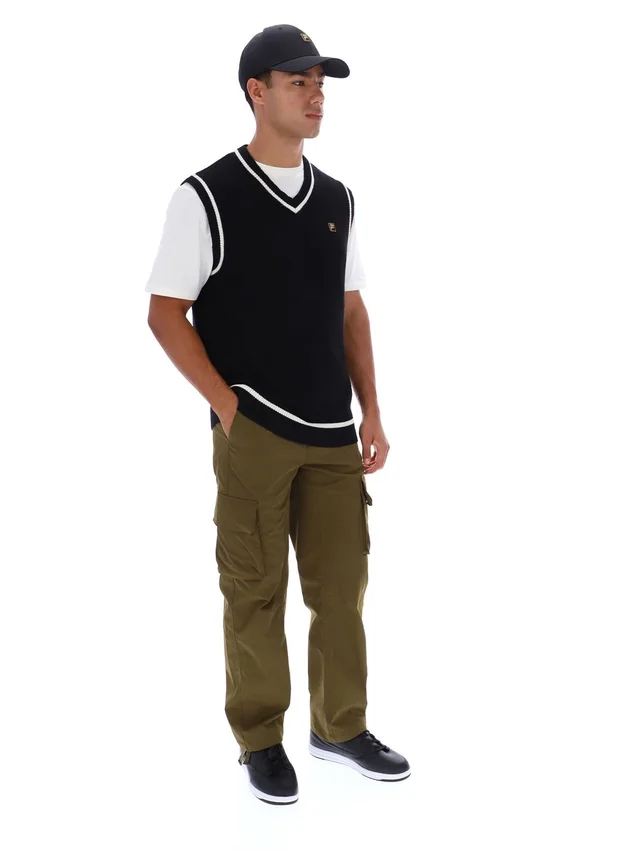Camiseta sin mangas de punto texturizado Mellor en negro con ribetes