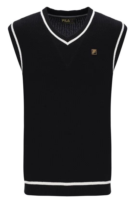 Camiseta sin mangas de punto texturizado Mellor en negro con ribetes