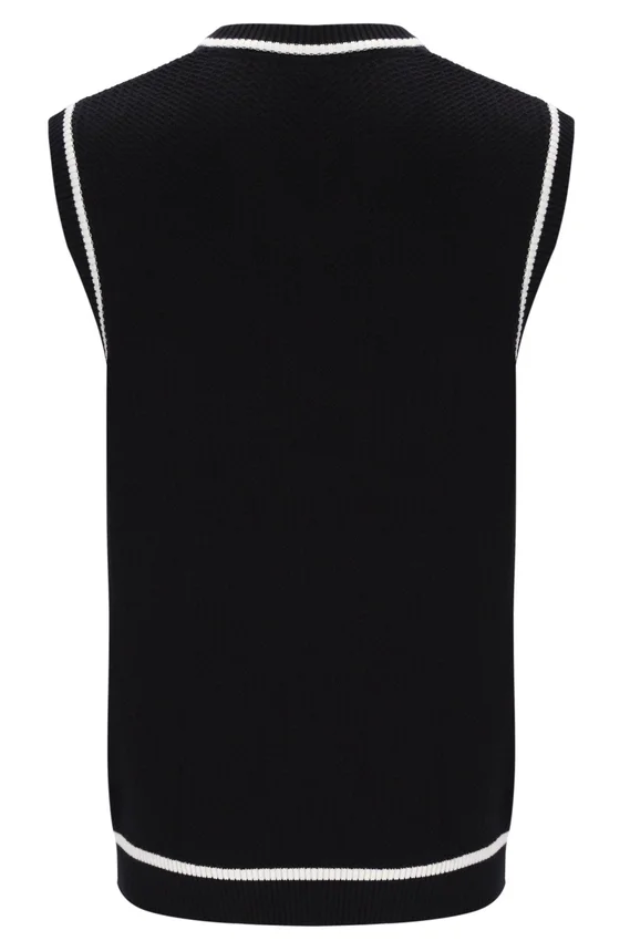 Camiseta sin mangas de punto texturizado Mellor en negro con ribetes