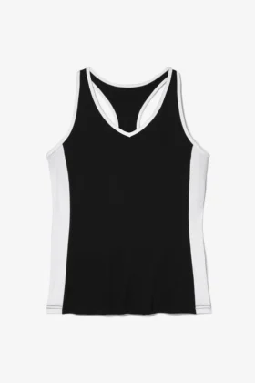 Camiseta sin mangas de tenis profesional con espalda en forma de U, color negro