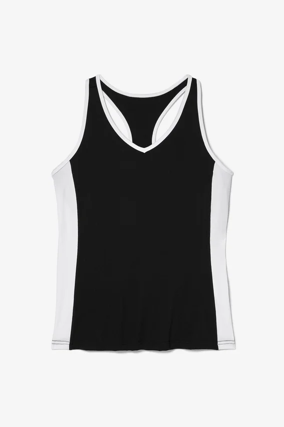 Camiseta sin mangas de tenis profesional con espalda en forma de U, color negro