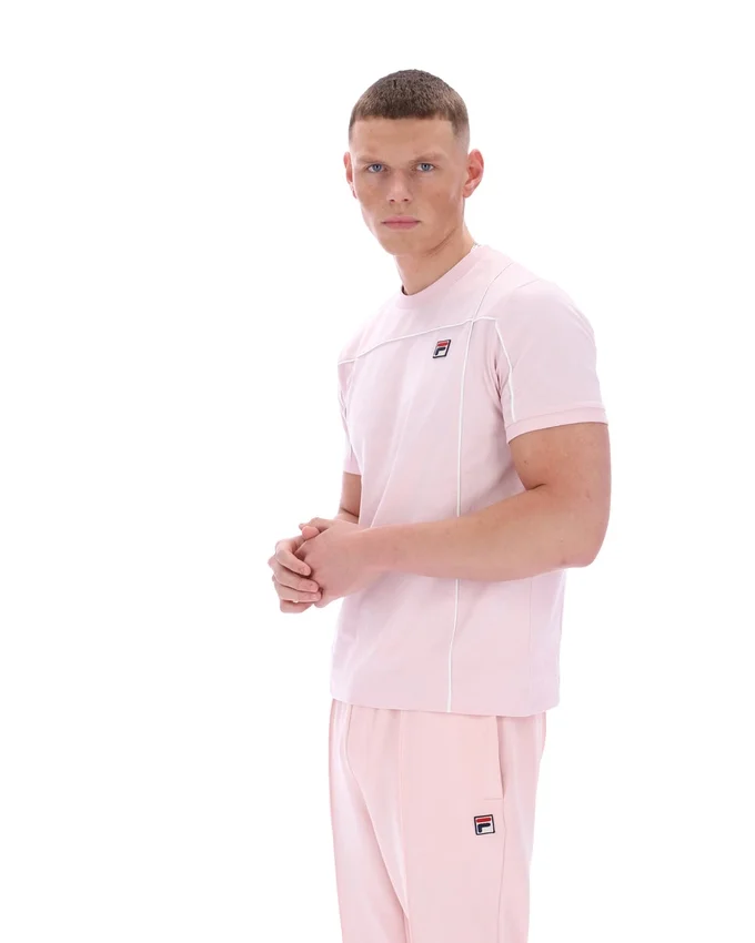 Camiseta Terri en rosa pálido con ribete en contraste