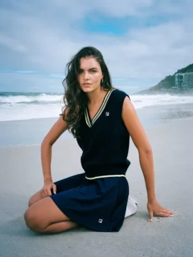Chaleco de punto trenzado Jorja azul marino de Fila