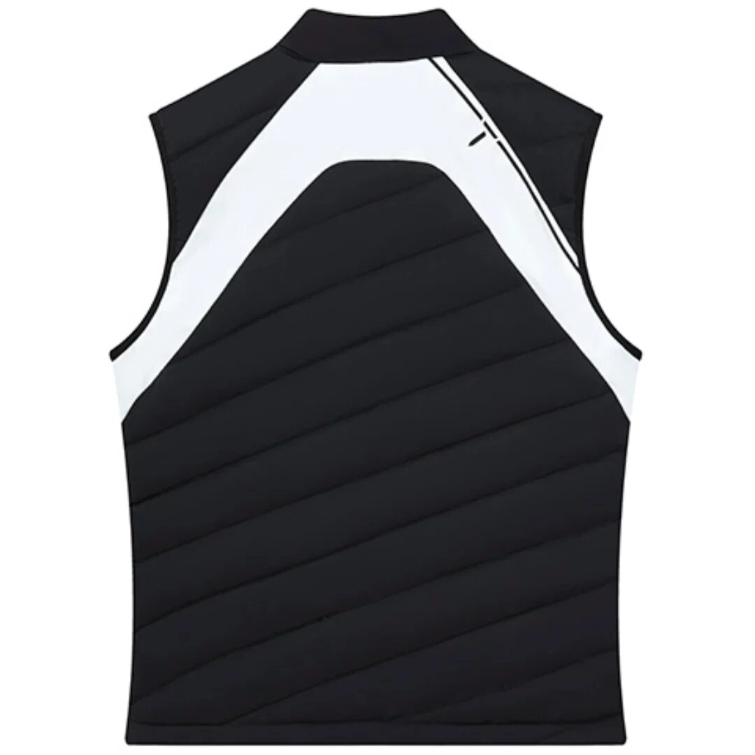 Chaleco sin mangas con cuello alto y estampado de atletismo «Negro Blanco»
