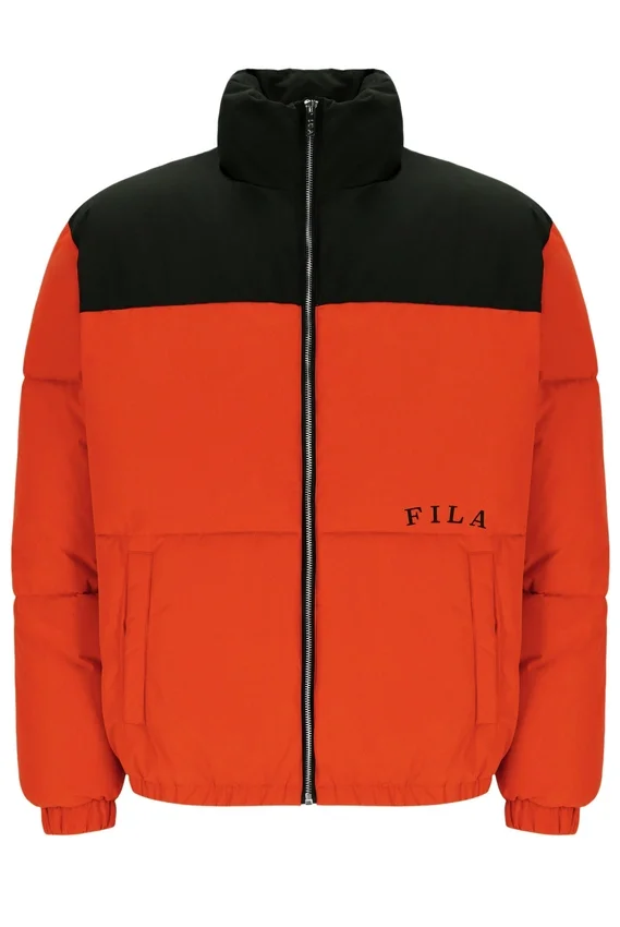 Chaqueta acolchada unisex Evan con paneles en color Tangerine Tango