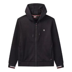 Chaqueta con capucha de punto con logotipo bordado, azul