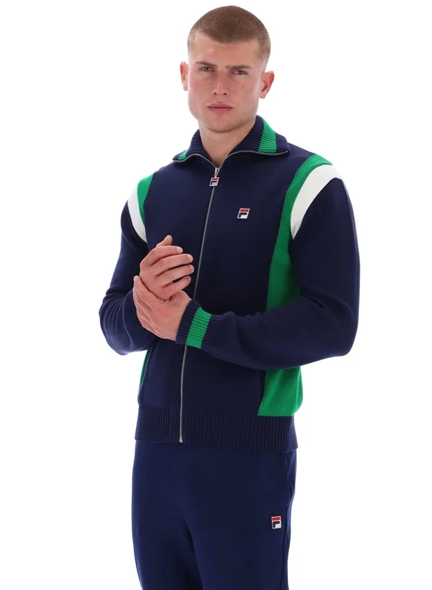 Chaqueta de chándal de punto con bloques de color Cortez de Fila en azul marino