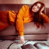 Chaqueta de chándal de velour Nero en tono Pumpkin Spice