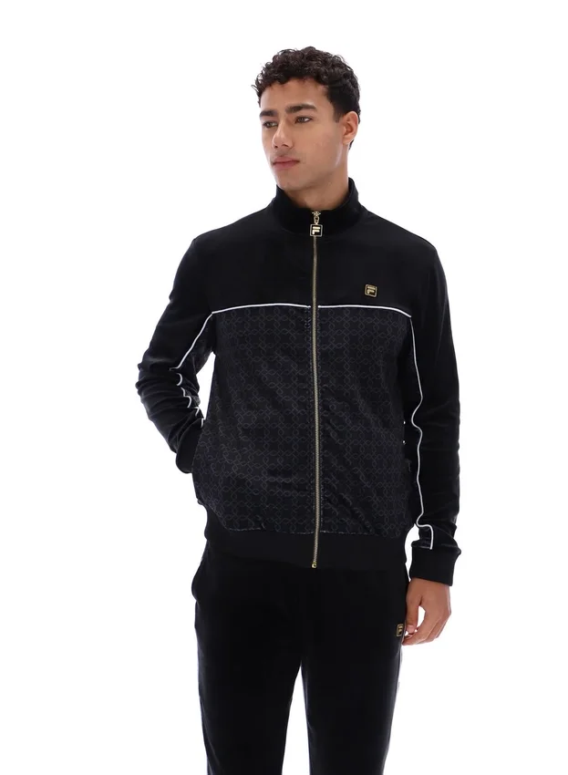 Chaqueta de terciopelo negra Higgans con cremallera completa