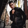 Chaqueta de terciopelo negra Higgans con cremallera completa