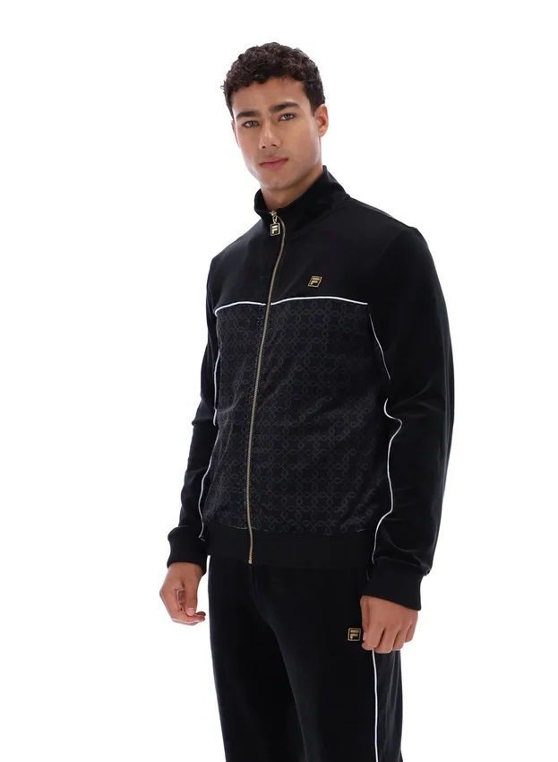 Chaqueta de terciopelo negra Higgans con cremallera completa