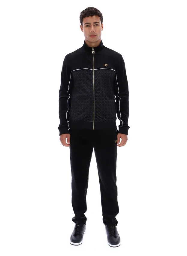 Chaqueta de terciopelo negra Higgans con cremallera completa