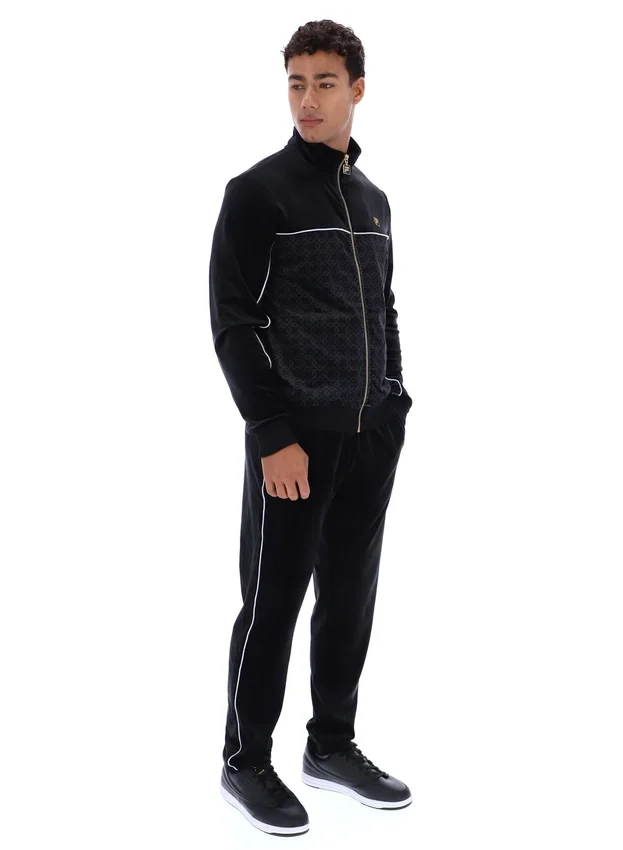 Chaqueta de terciopelo negra Higgans con cremallera completa