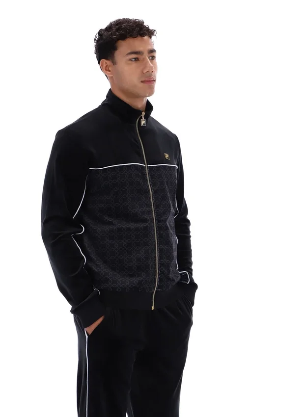 Chaqueta de terciopelo negra Higgans con cremallera completa